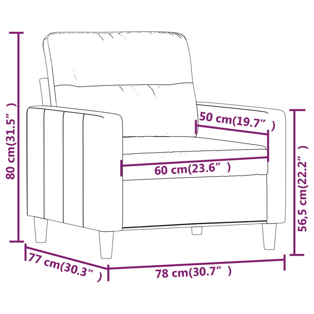 vidaXL Poltrona 60 cm tecido cinzento-escuro