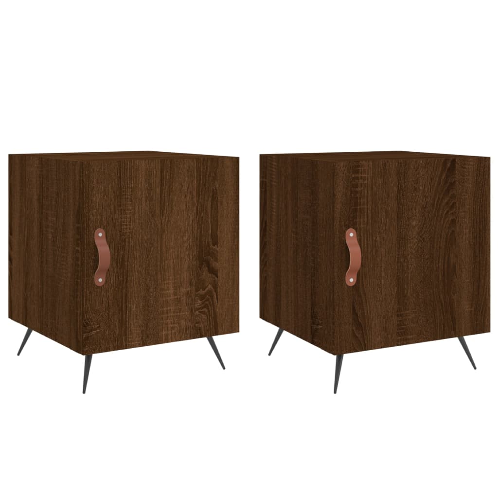 vidaXL Mesa cabeceira 2pcs 40x40x50cm deriv. madeira carvalho castanho