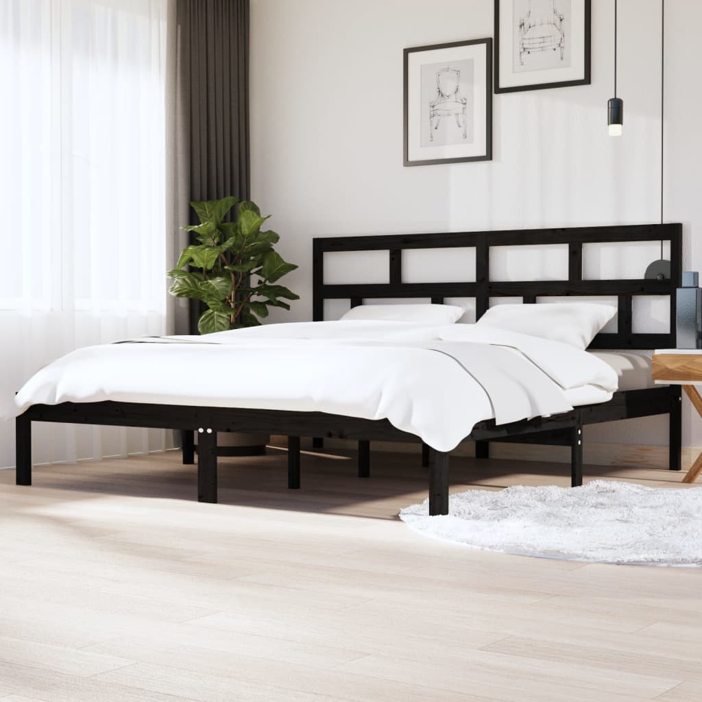 vidaXL Estrutura de cama 200x200 cm pinho maciço preto