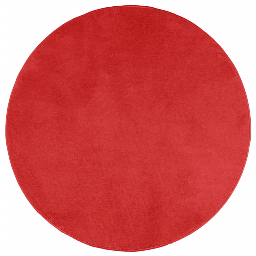 vidaXL Tapete de pelo curto OVIEDO Ø 200 cm vermelho