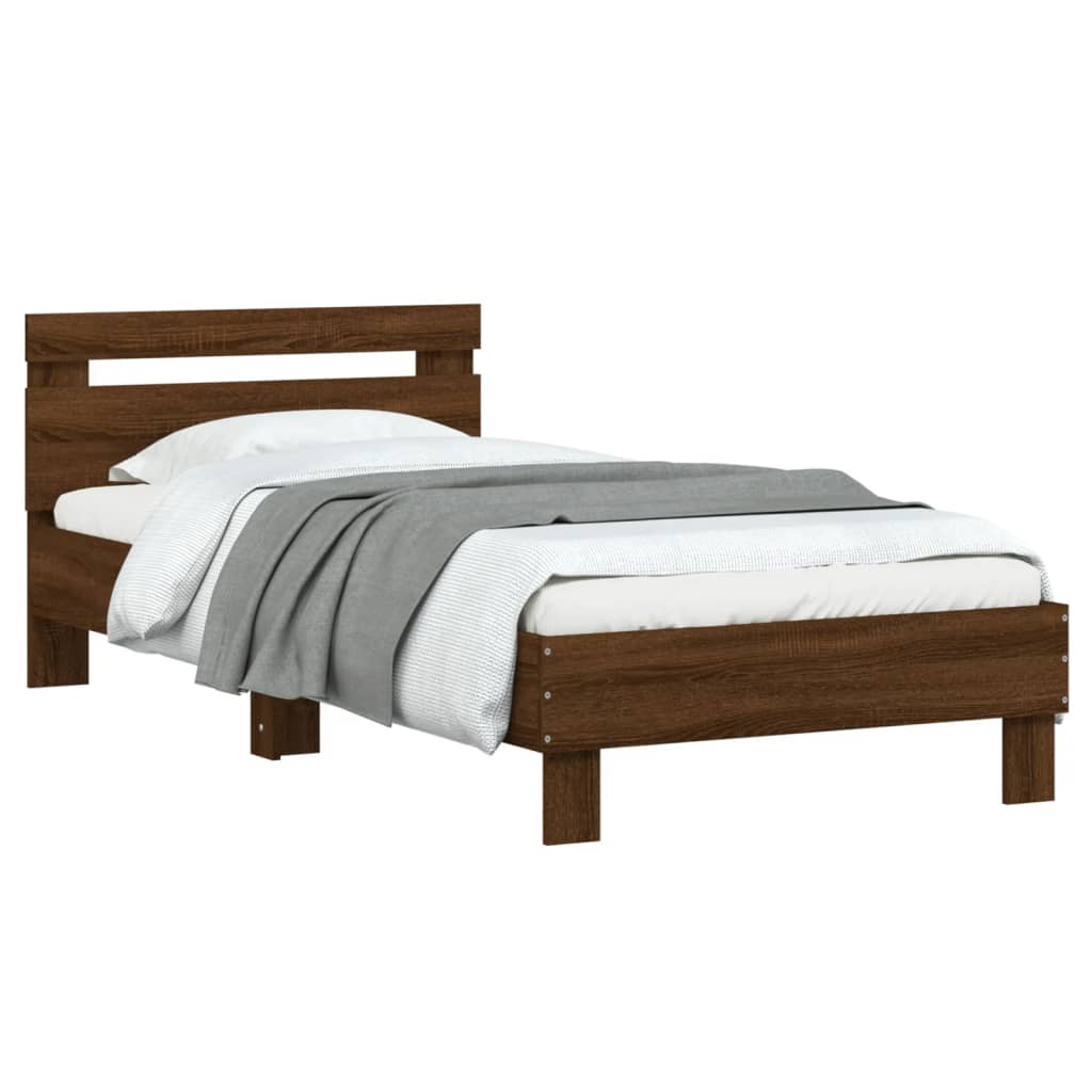 vidaXL Cama sem colchão com cabeceira 75x190 cm carvalho castanho