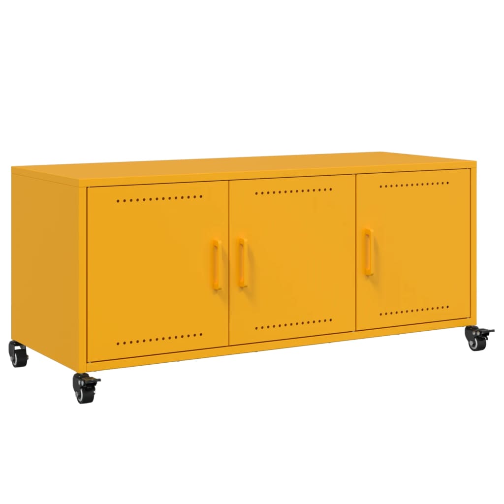 vidaXL Móvel de TV 100,5x39x43,5 cm aço amarelo mostarda