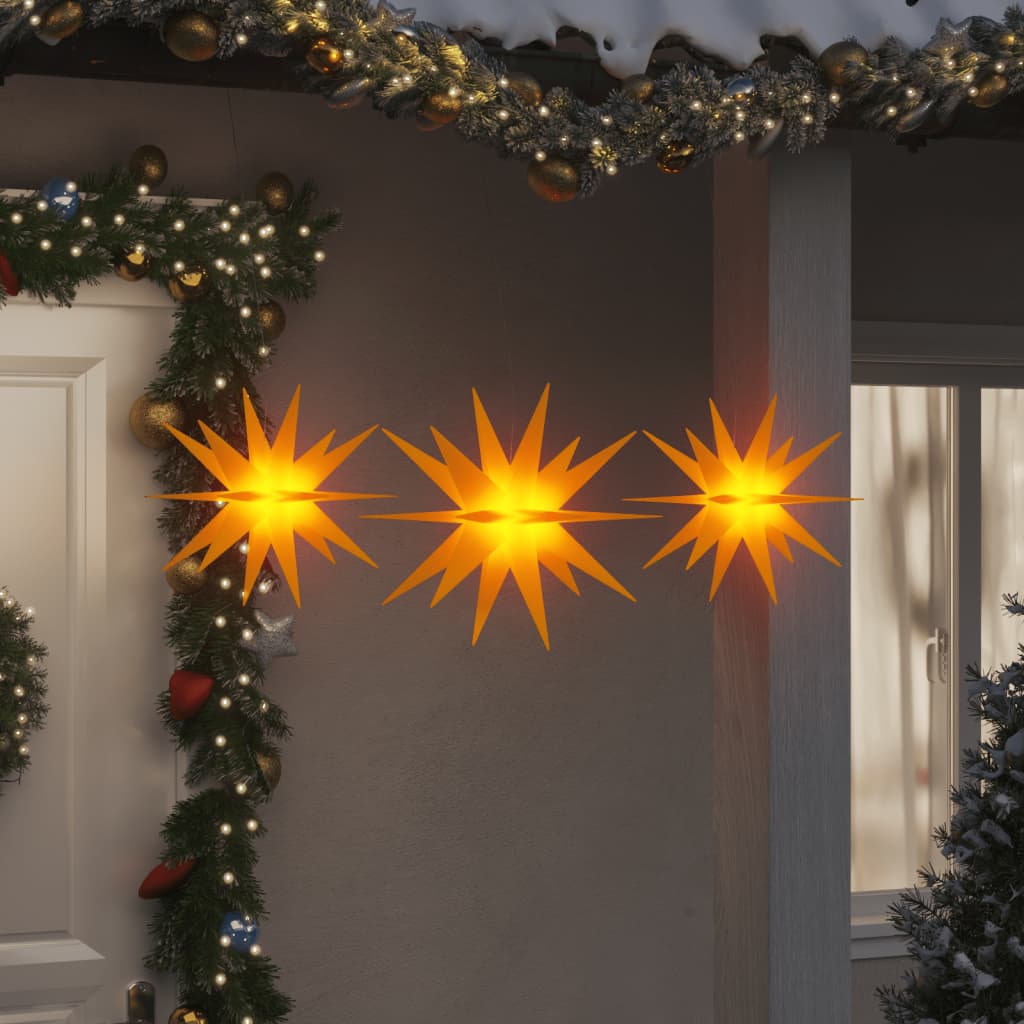 vidaXL Luzes de Natal com LEDs 3 pcs dobrável amarelo