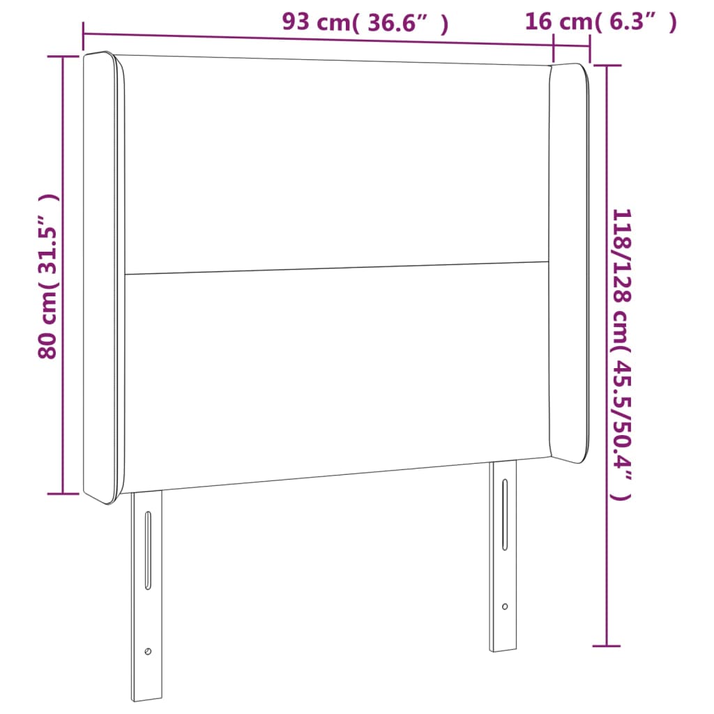 vidaXL Cabeceira de cama c/ luzes LED tecido 93x16x118/128 cm azul