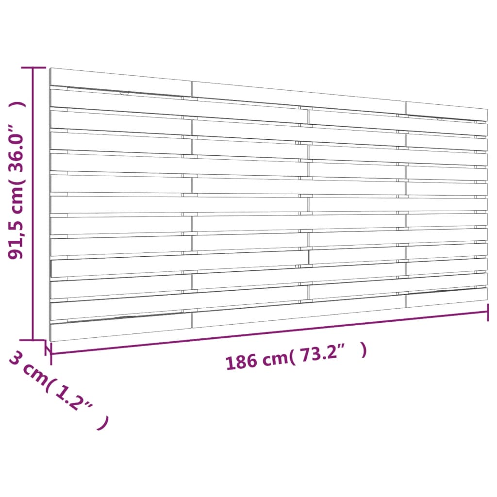 vidaXL Cabeceira de parede 186x3x91,5 cm pinho maciço castanho-mel