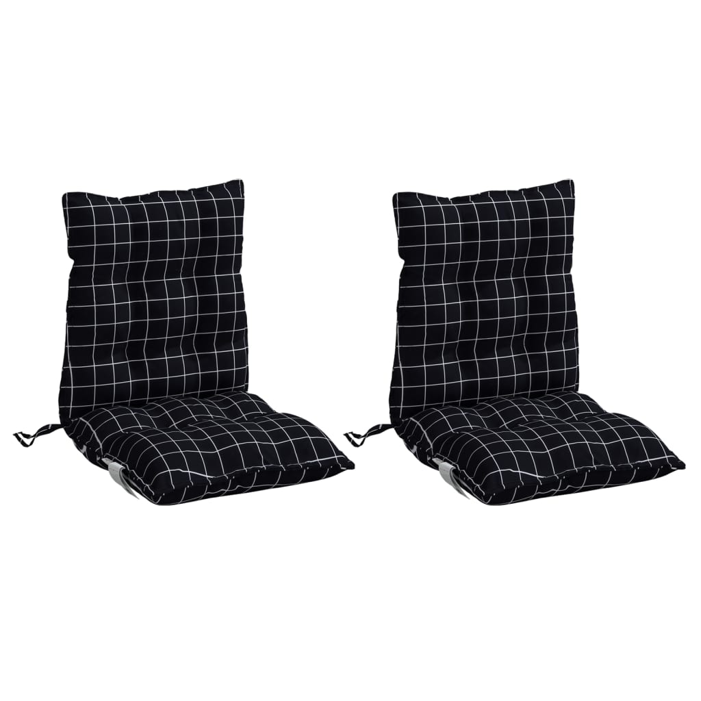 vidaXL Almofadões cadeira encosto baixo 2 pcs oxford xadrez preto