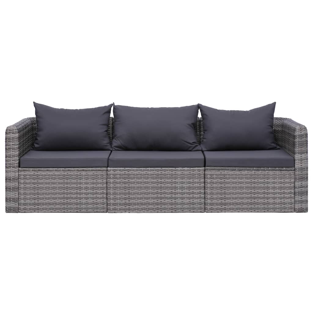 vidaXL 8 pcs conjunto lounge de jardim c/ almofadões vime PE cinzento