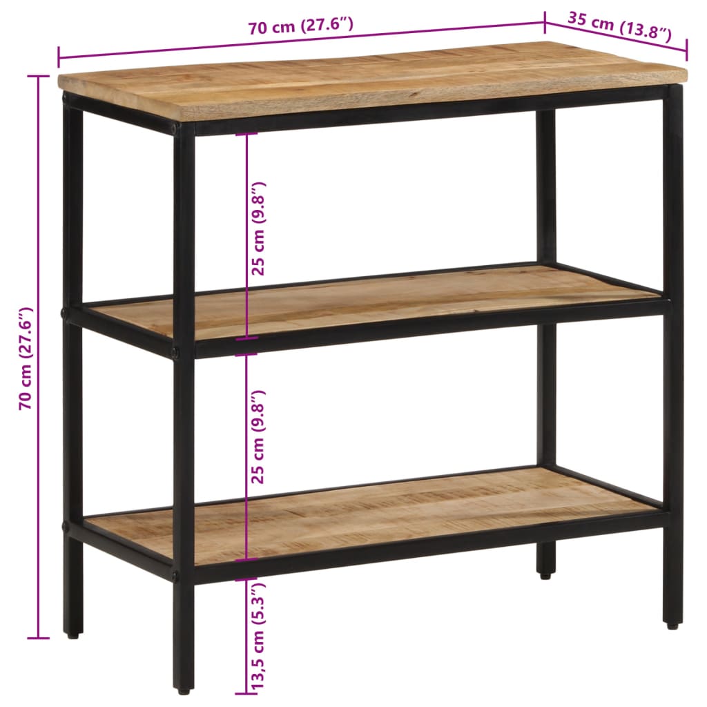 vidaXL Mesa consola 70x35x70 cm madeira de mangueira áspera maciça