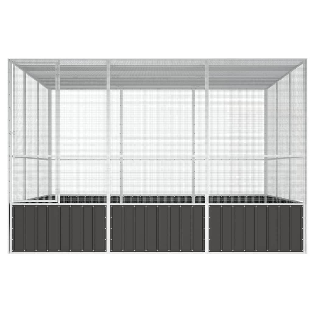 vidaXL Gaiola pássaros 302,5x324,5x211,5 cm aço galvanizado antracite