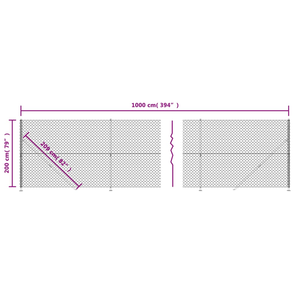 vidaXL Cerca de arame com flange 2x10 m verde