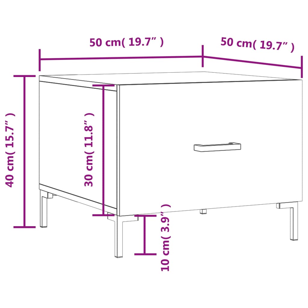 vidaXL Mesas de centro 2 pcs 50x50x40 cm madeira proc. sonoma cinza