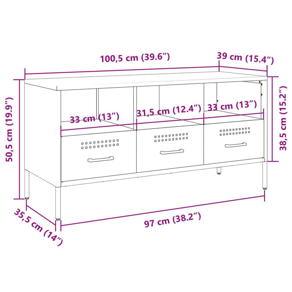 vidaXL Móvel de TV 100,5x39x50,5 cm aço amarelo mostarda