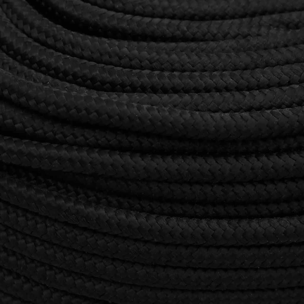 vidaXL Corda de trabalho 6 mm 25 m poliéster preto