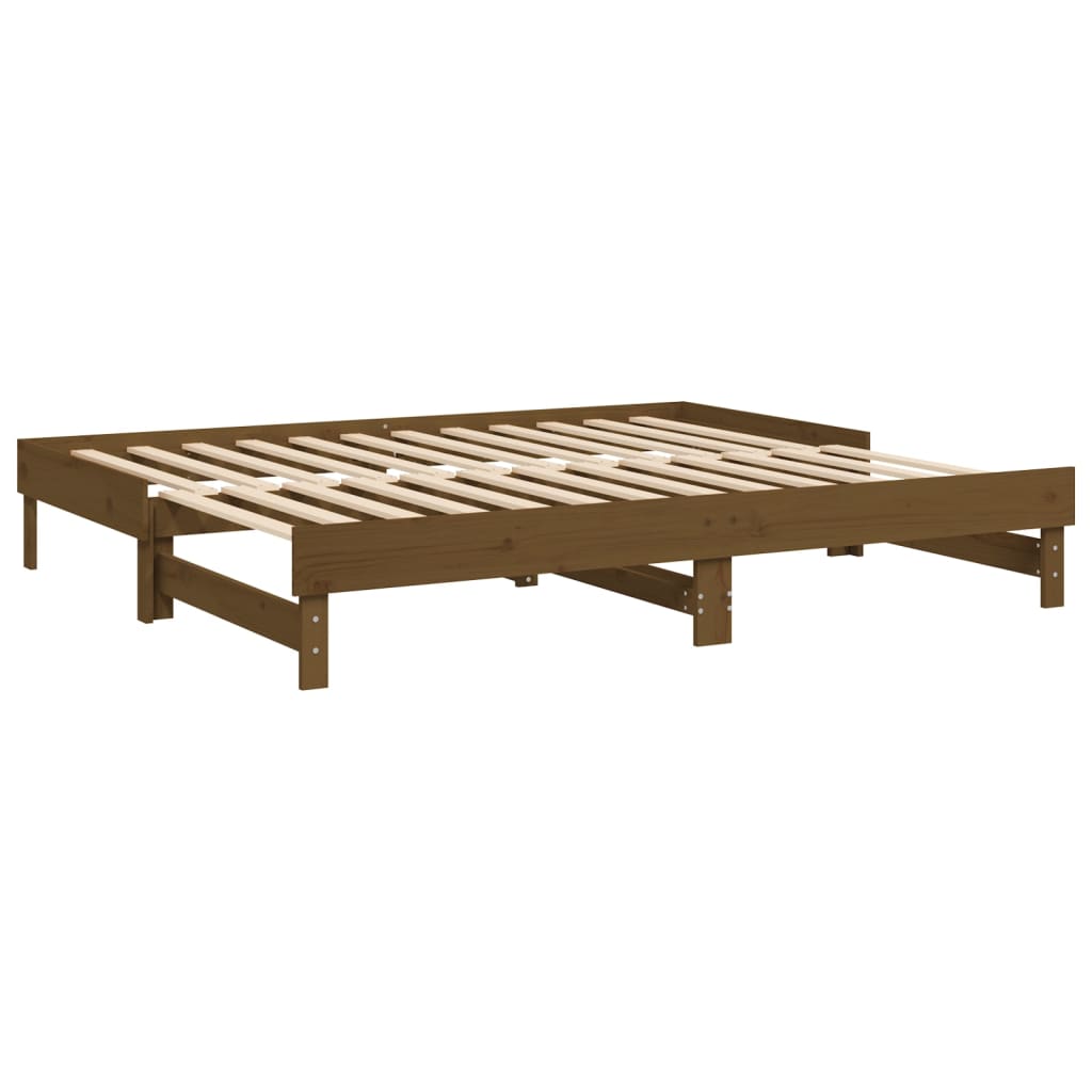 vidaXL Sofá-cama de puxar 2x(100x200) cm pinho maciço castanho-mel