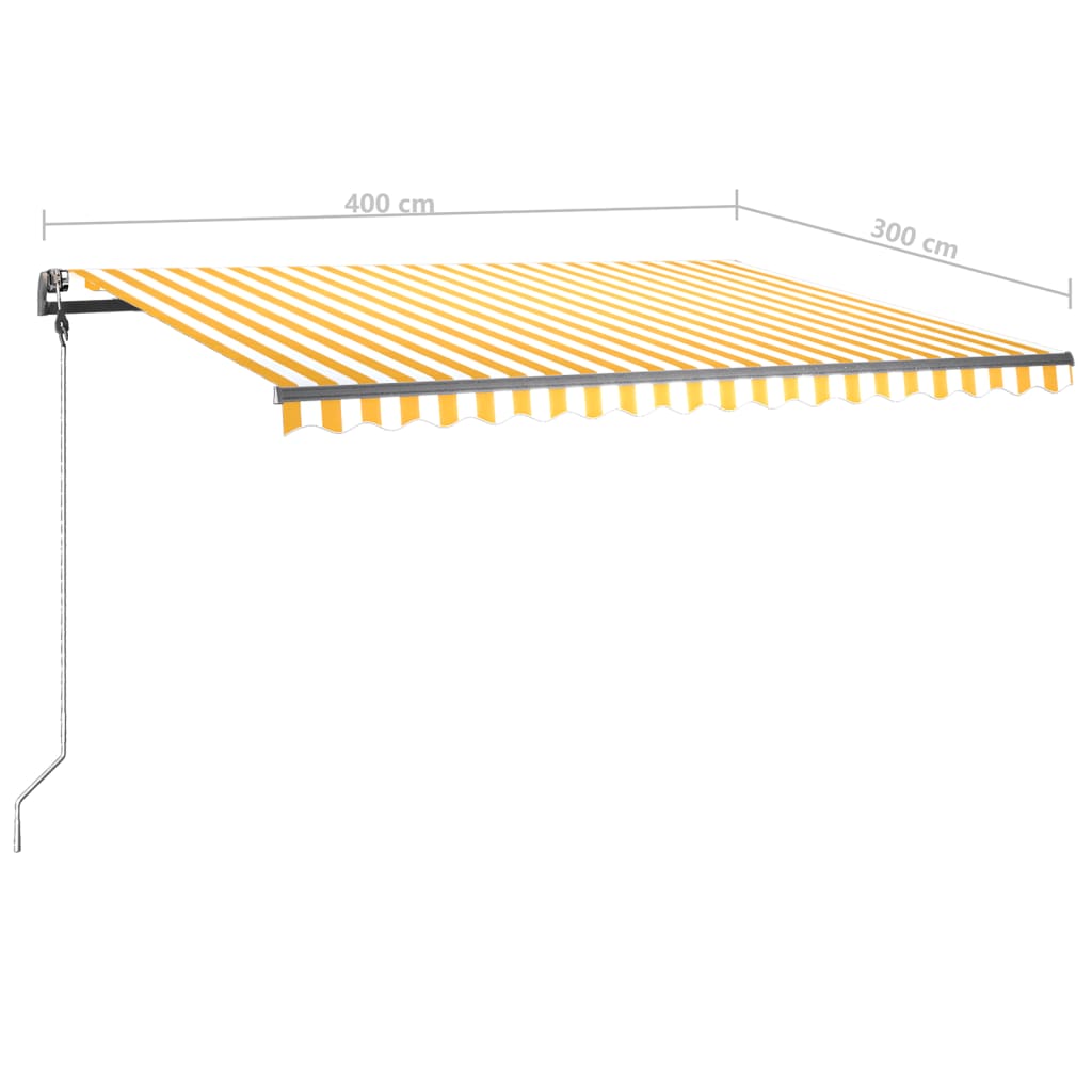 vidaXL Toldo retrátil manual independente 400x300 cm amarelo e branco