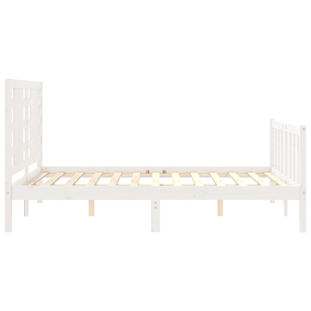 vidaXL Estrutura de cama com cabeceira 120x200cm madeira maciça branco