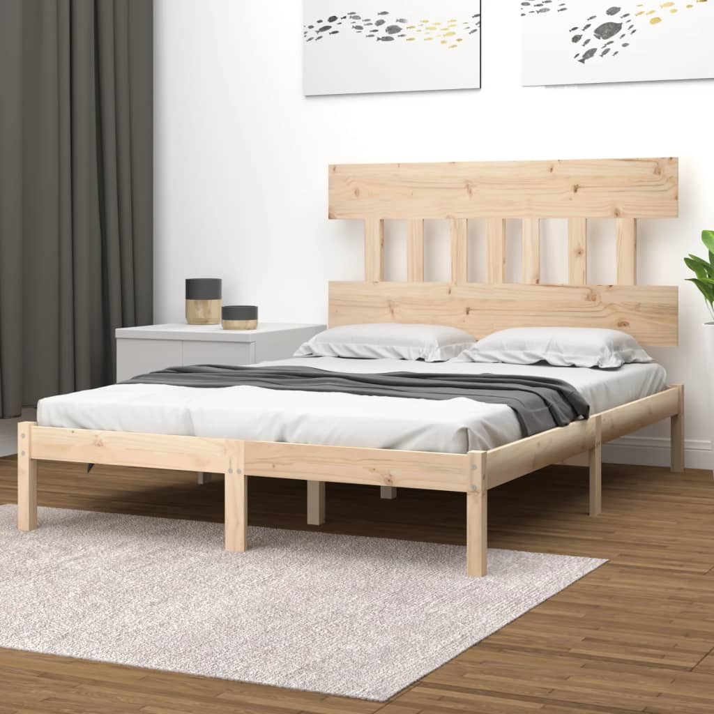 vidaXL Estrutura de cama king 150x200 cm madeira maciça