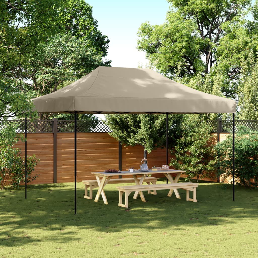 vidaXL Tenda p/ festas pop-up dobrável 410x279x315cm cinza-acastanhado