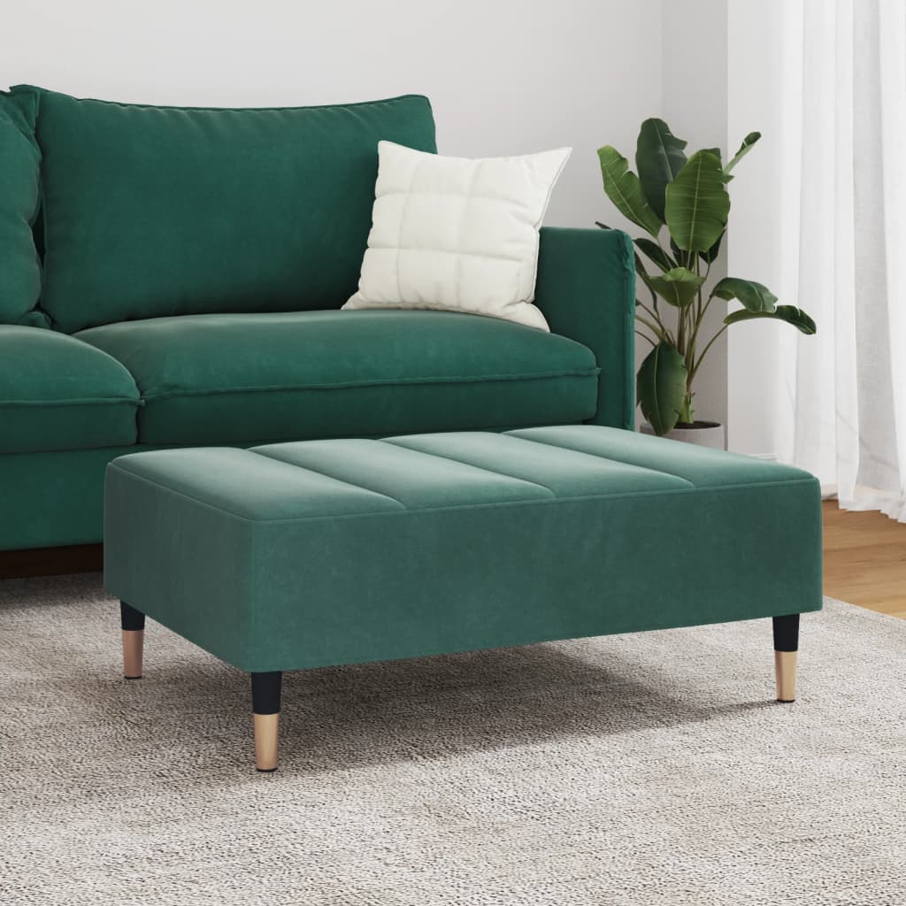 vidaXL Apoio de pés 77x55x31 cm veludo verde-escuro