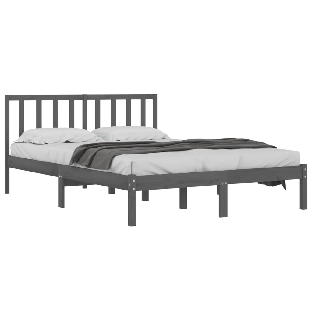 vidaXL Estrutura de cama pequena casal 120x190 cm pinho maciço cinza