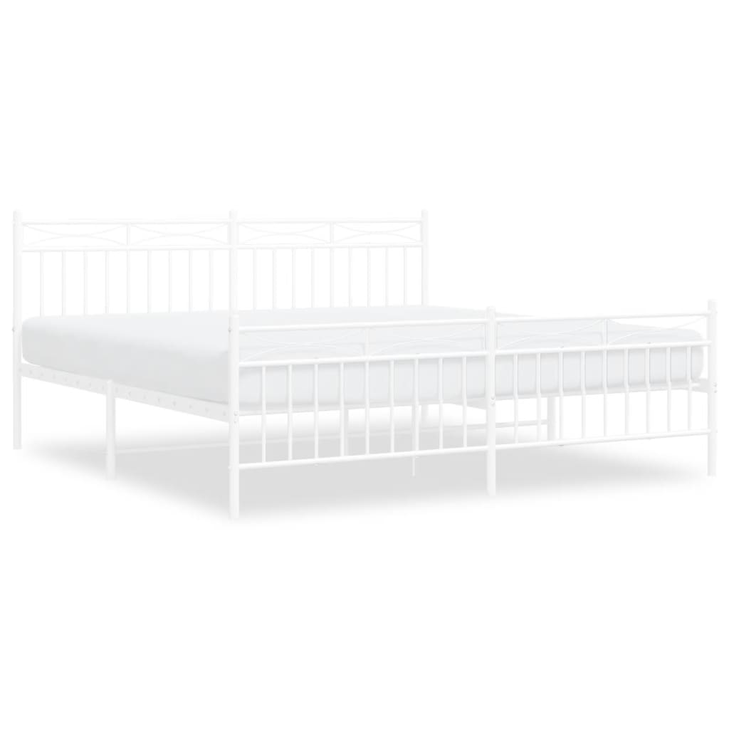 vidaXL Estrutura de cama com cabeceira e pés 180x200 cm metal branco