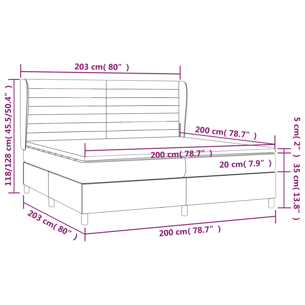 vidaXL Cama com molas/colchão 200x200 cm tecido preto