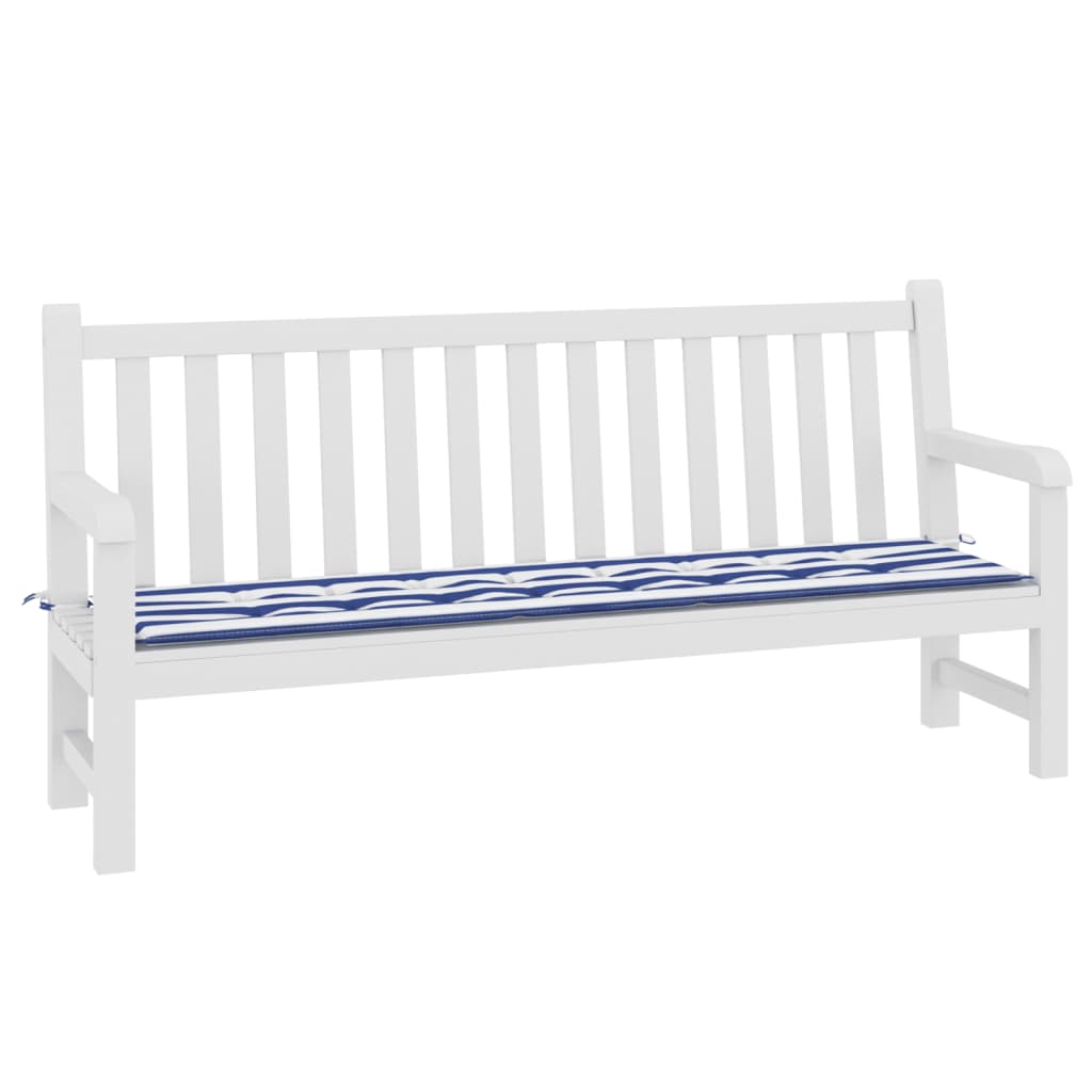 vidaXL Almofadão p/ banco jardim 200x50x3 cm tecido riscas azul/branco