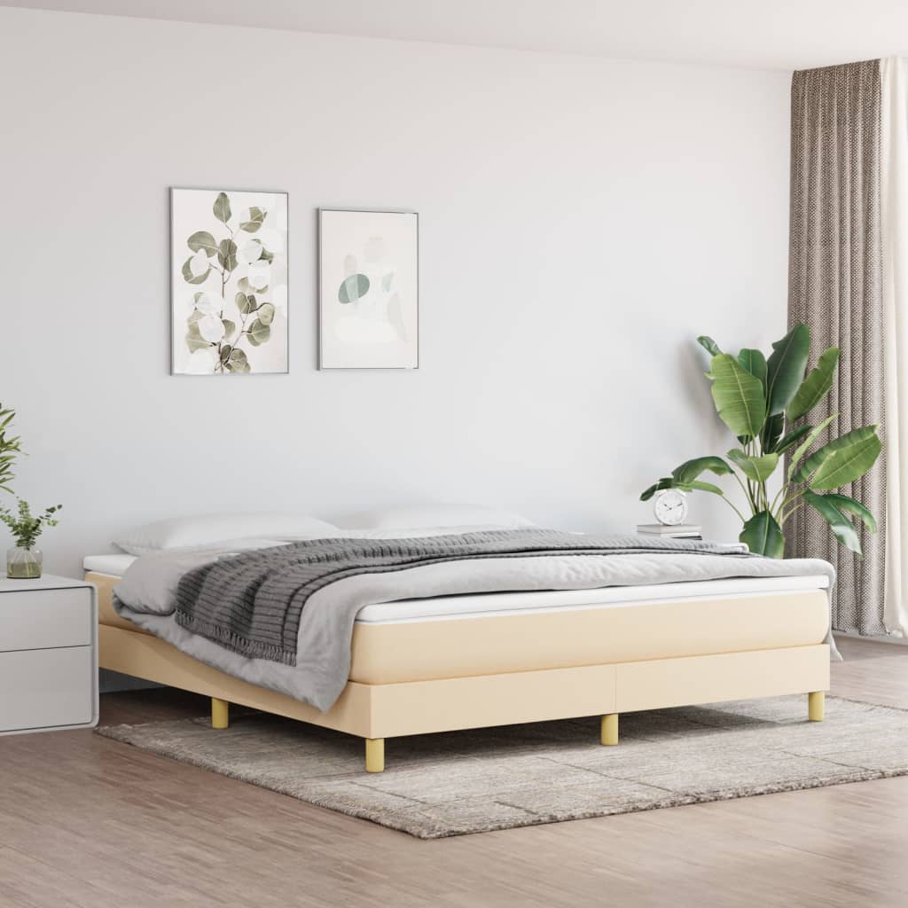 vidaXL Cama com molas/colchão 180x200 cm tecido cor creme