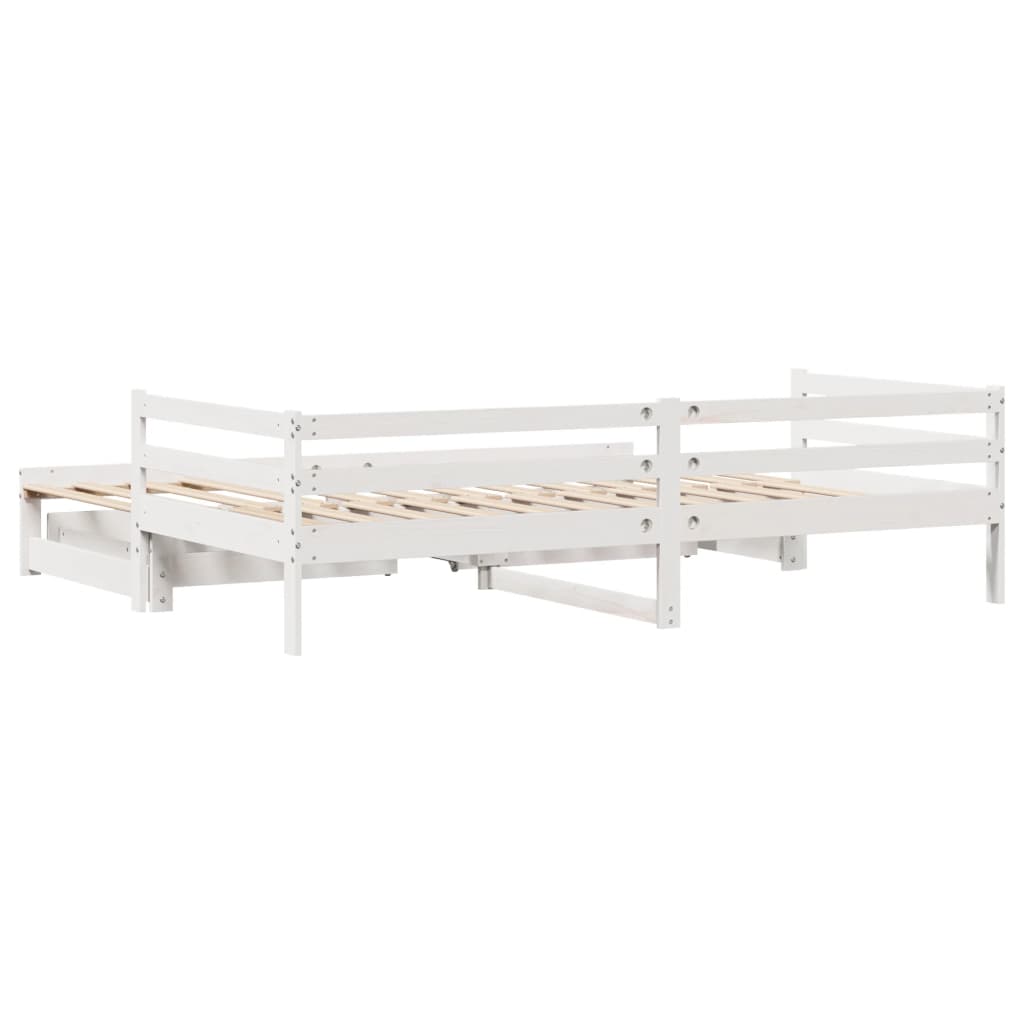 vidaXL Sofá-cama c/ gavetão e gavetas branco 90x190cm madeira de pinho