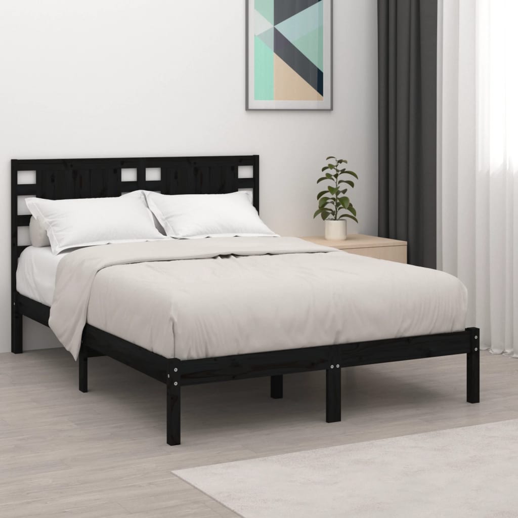 vidaXL Estrutura de cama 200x200 cm pinho maciço preto