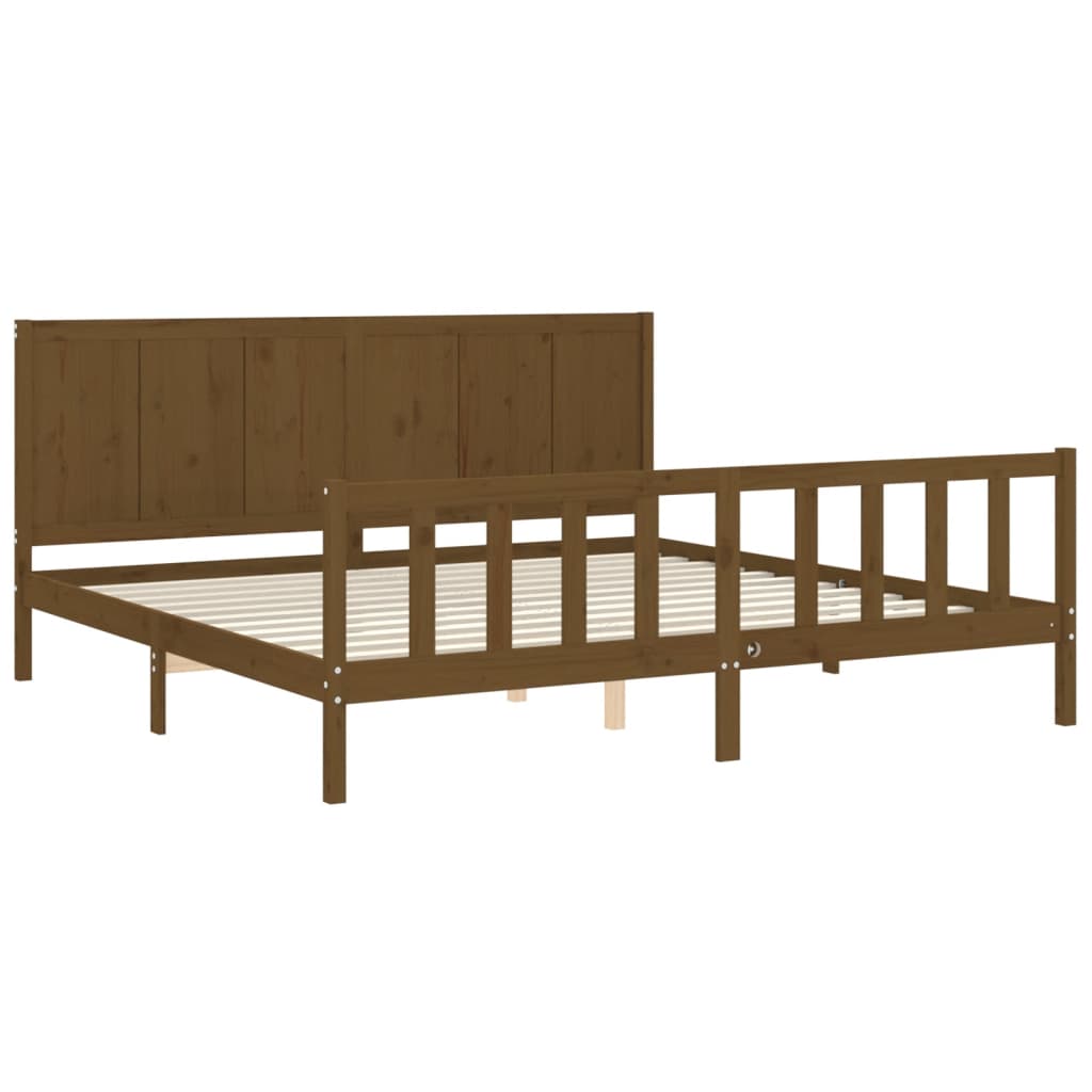 vidaXL Estrutura cama c/ cabeceira 200x200cm maciço castanho-mel