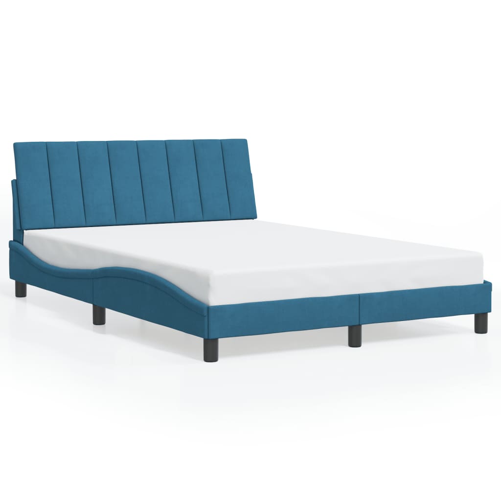 vidaXL Estrutura de cama c/ luzes LED 140x190 cm veludo azul