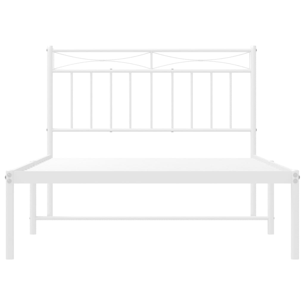 vidaXL Estrutura de cama em metal com cabeceira 107x203 cm branco