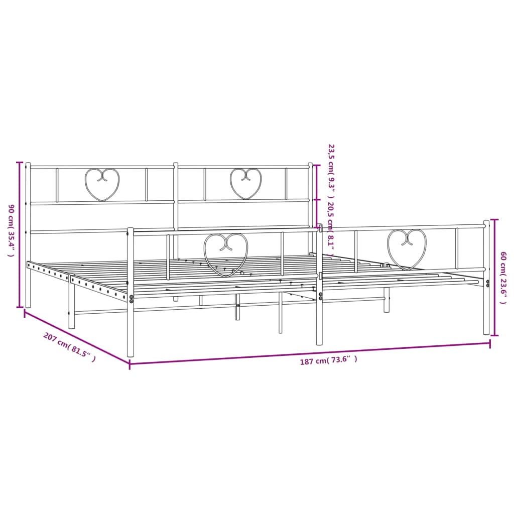 vidaXL Estrutura de cama sem colchão com pés 180x200 cm preto