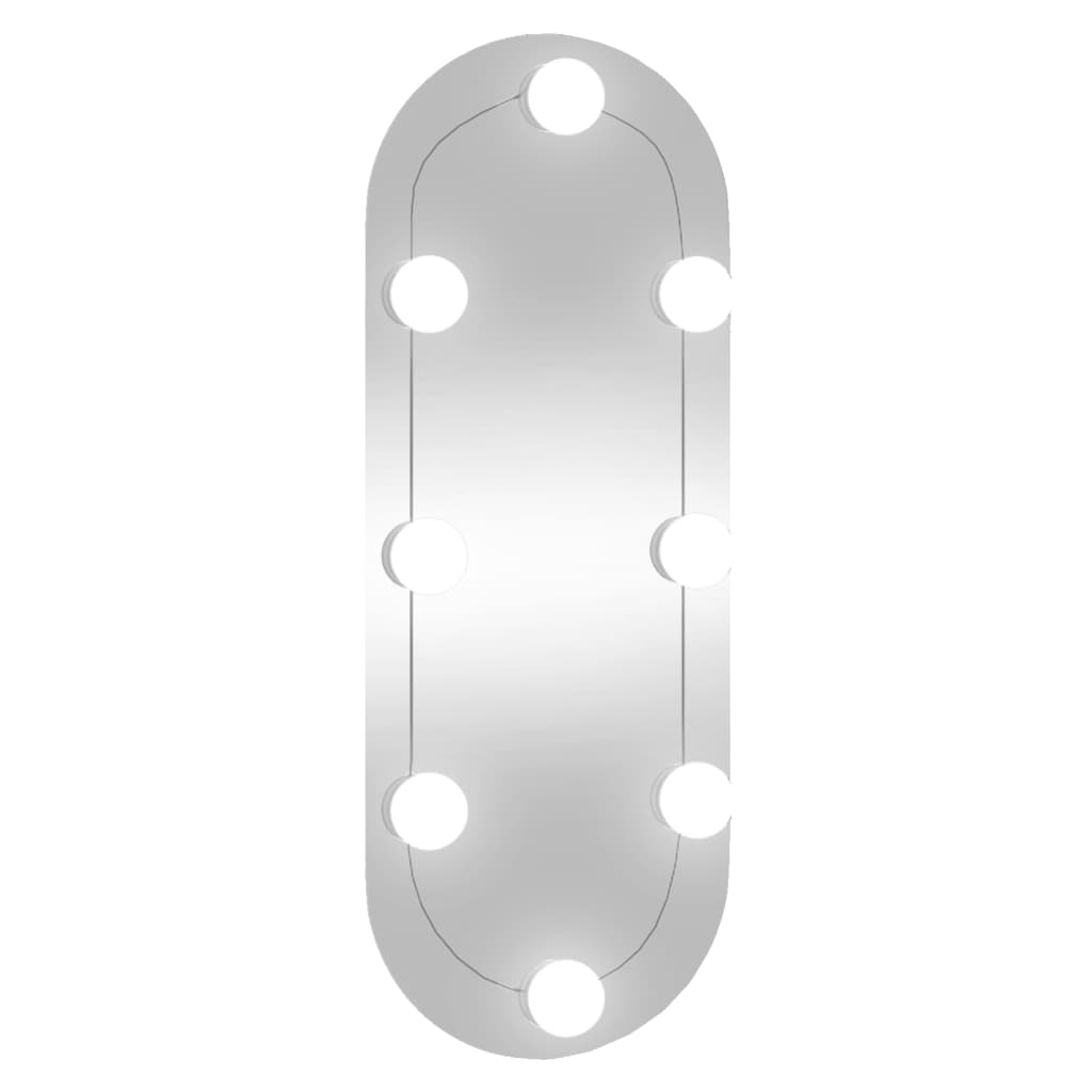vidaXL Espelho de parede oval com luzes LED 20x50 cm vidro