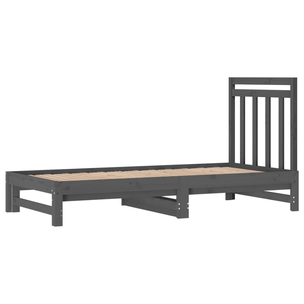 vidaXL Estrutura sofá-cama de puxar 2x(90x190) cm pinho maciço cinza