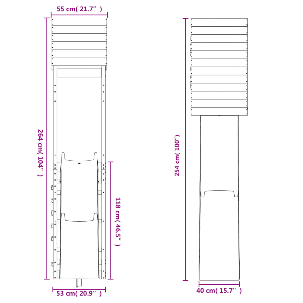 vidaXL Conjunto de brincar para exterior madeira de pinho impregnada