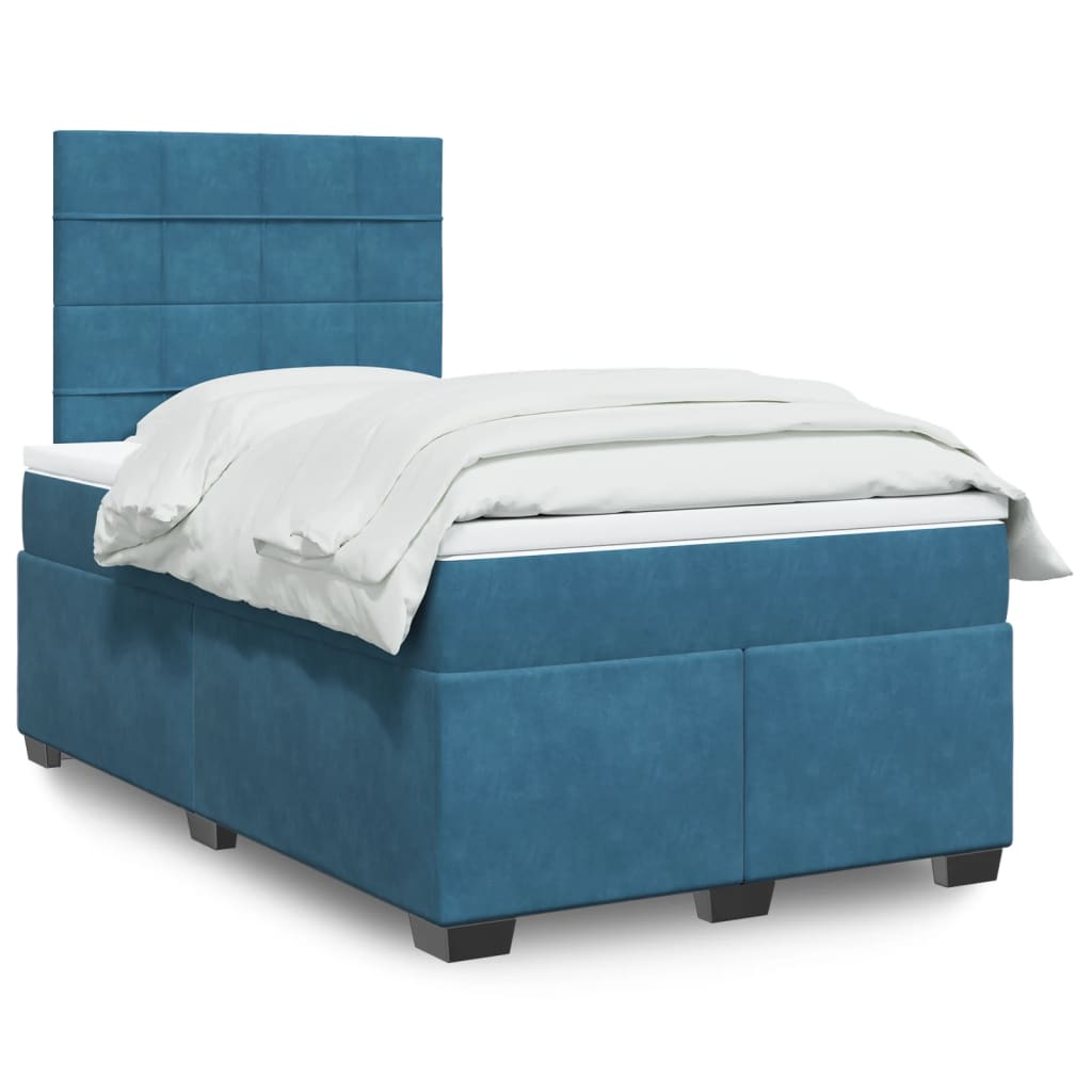 vidaXL Cama boxspring com colchão 120x190 cm veludo azul