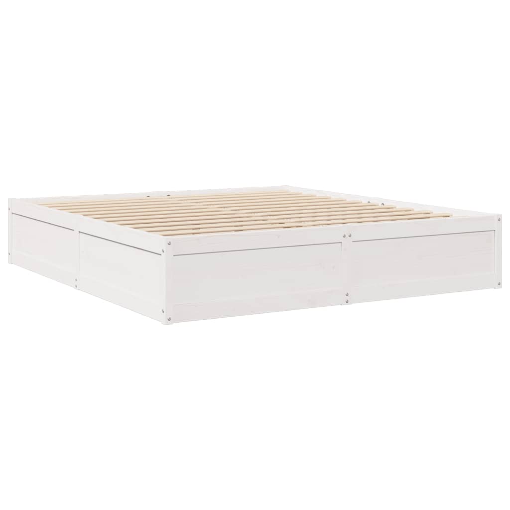 vidaXL Cama com colchão 180x200 cm pinho maciço branco