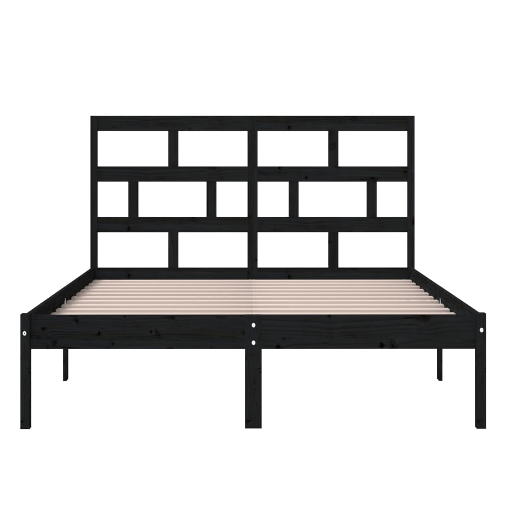 vidaXL Estrutura de cama 140x200 cm madeira de pinho maciça preto