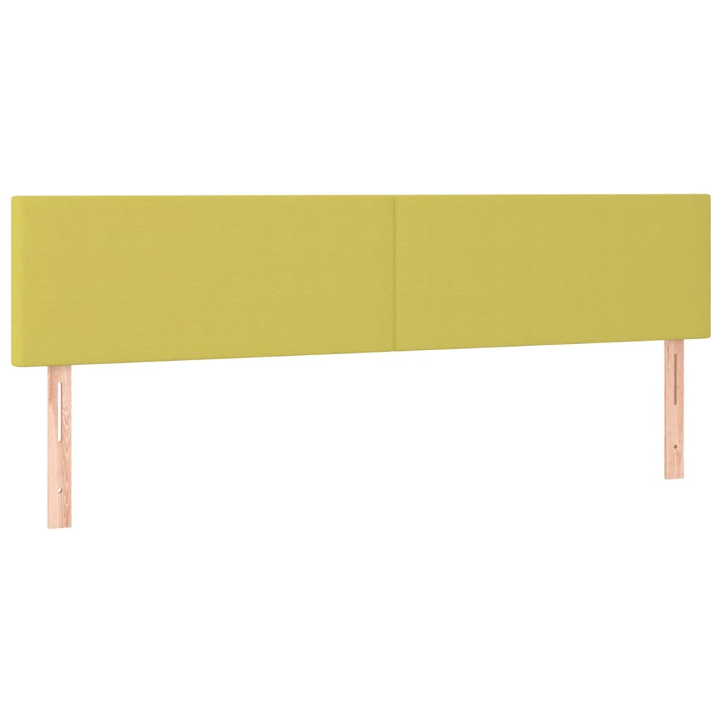 vidaXL Cabeceira de cama c/ luzes LED tecido 200x5x78/88 cm verde