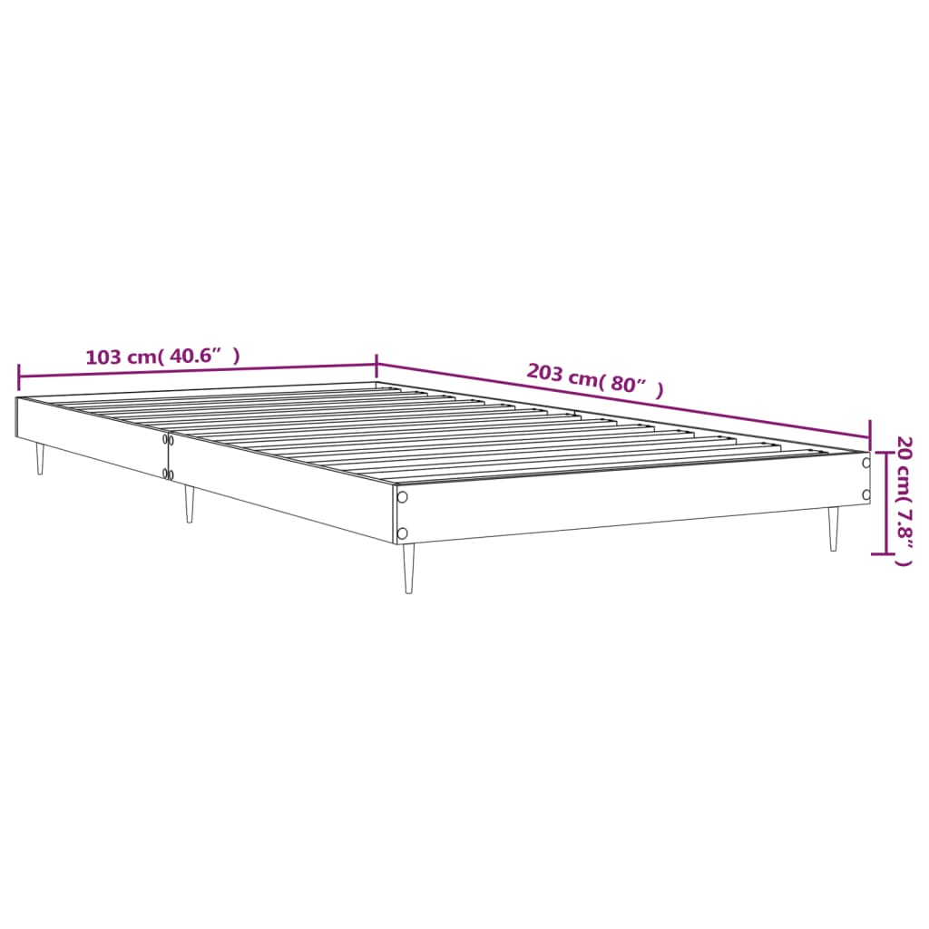 vidaXL Estrutura cama 100x200 cm derivados de madeira cinzento sonoma