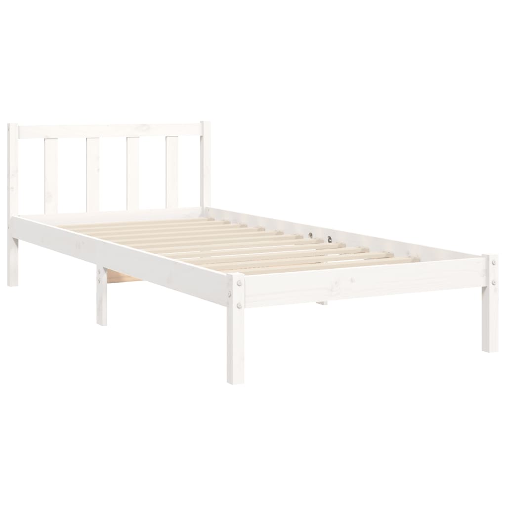 vidaXL Estrutura de cama com cabeceira 90x200 cm madeira maciça