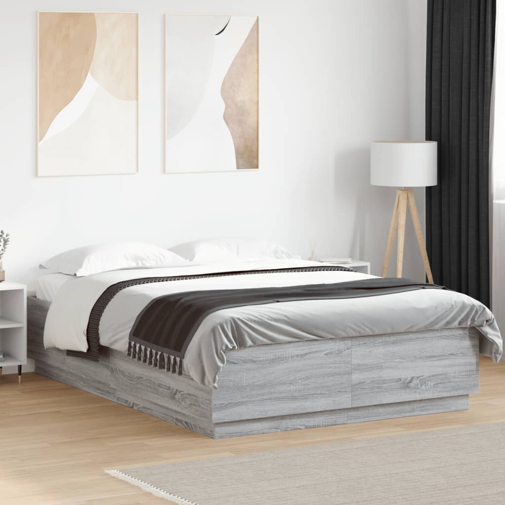 vidaXL Estrutura de cama 160x200 cm derivados de madeira cinza sonoma