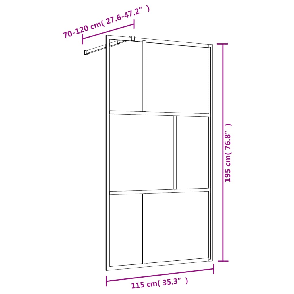 vidaXL Divisória de chuveiro 115x195cm vidro transparente ESG vermelho