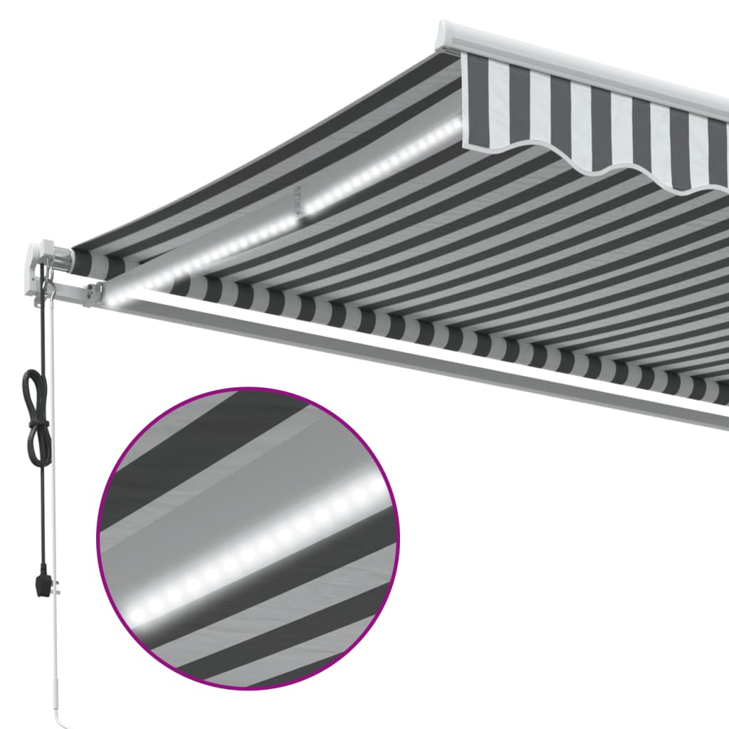 vidaXL Toldo retrátil automático com LED 600x350 cm antracite/branco