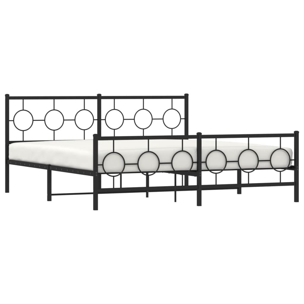 vidaXL Estrutura de cama com cabeceira e pés 180x200 cm metal preto