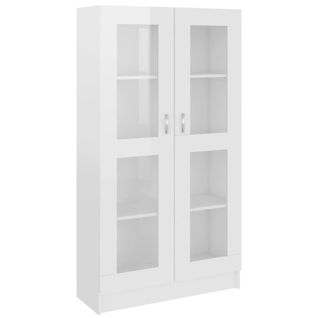 vidaXL Armário vitrine derivados de madeira branco brilhante