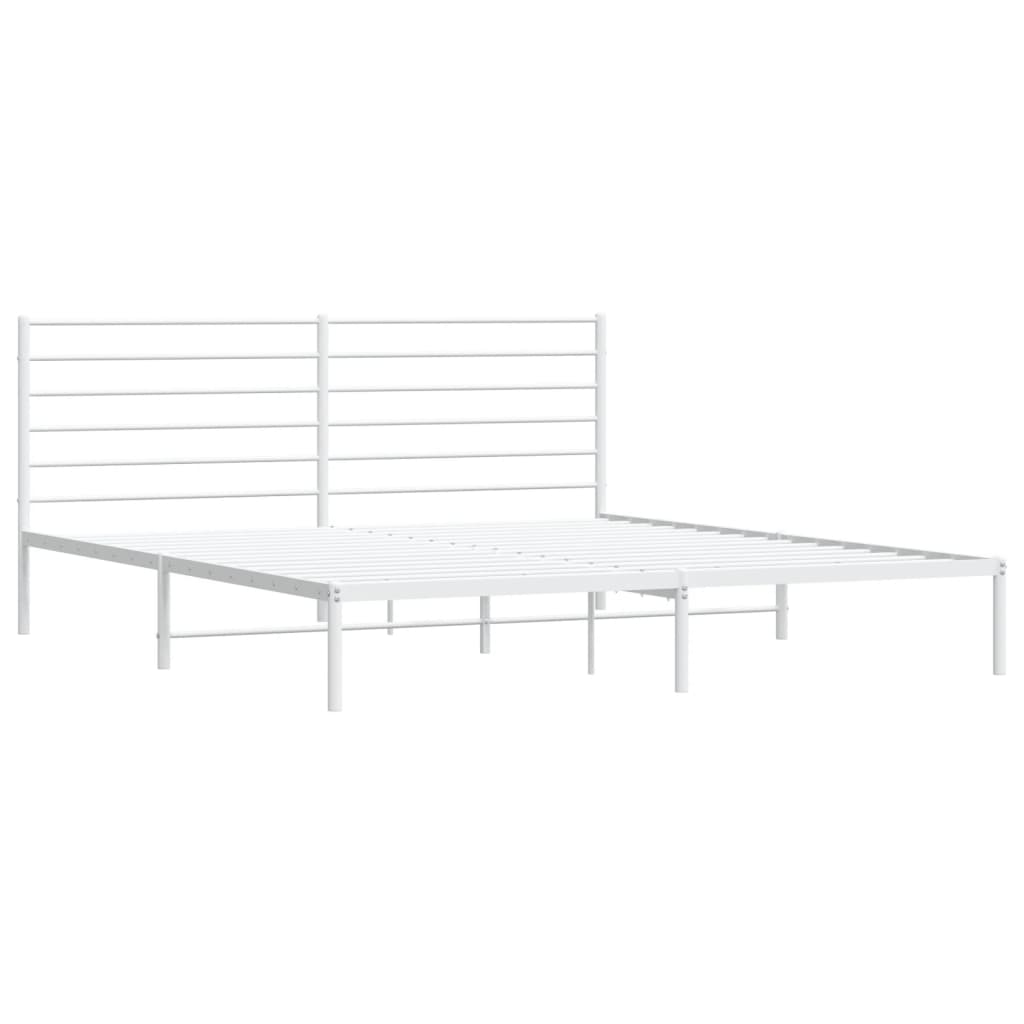 vidaXL Estrutura de cama com cabeceira 193x203 cm metal branco