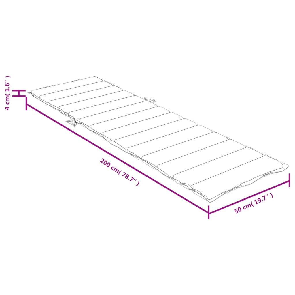 vidaXL Almofadão para espreguiçadeira 200x50x4cm mesclado tecido